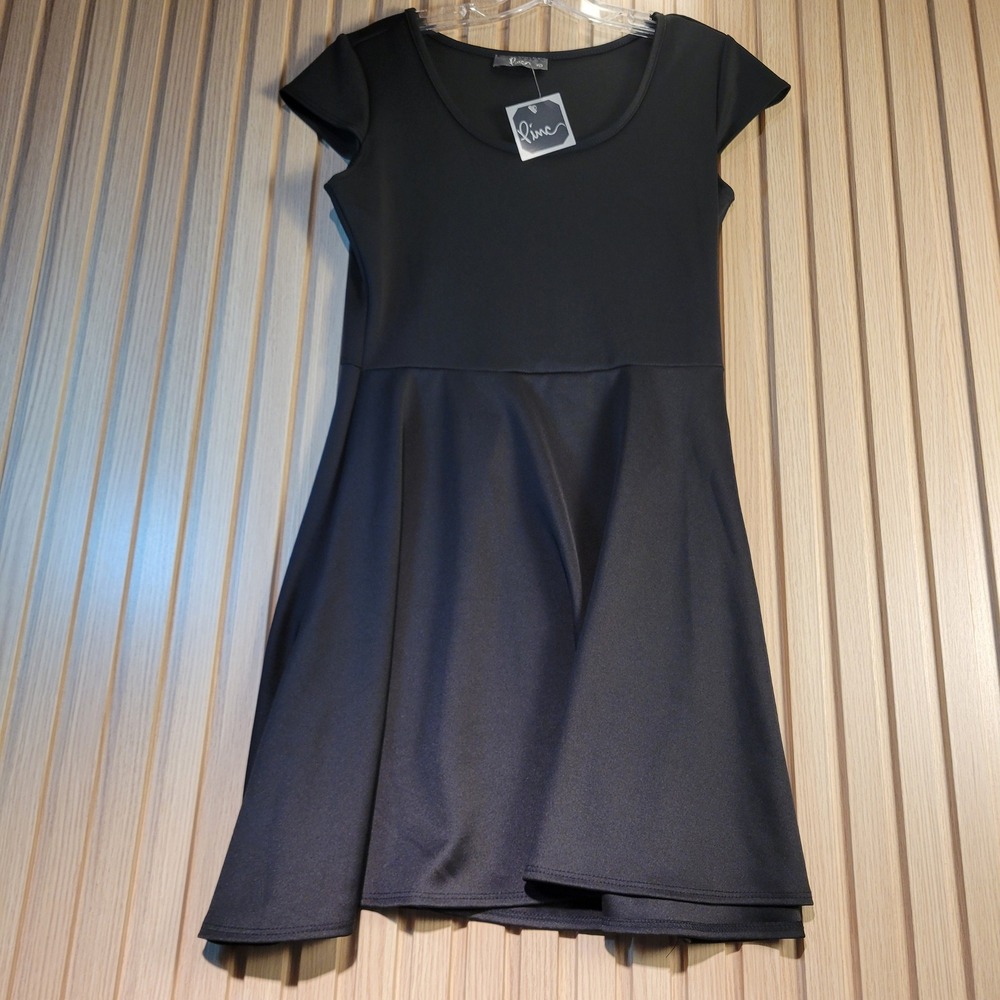 Pinc Black Skater Dress Short Sleeve Scoop Neck Mini Dress XL J-12145